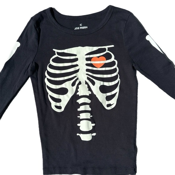 Joe  Fresh Kids Glow In The Dark Skeleton Pajamas Size 10-12 - Picture 2 of 5